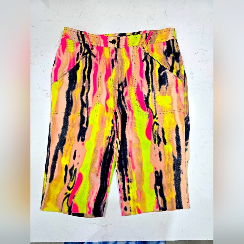 Jamie Sadock Pink & Yellow Neon Graffiti Shorts Size 8 Boho